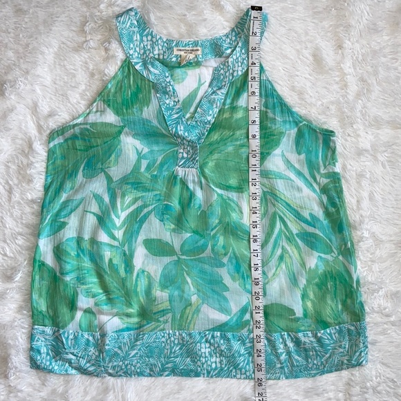Christian Siriano Sleeveless Green Top With Plant Print Size Medium - Picture 4 of 8
